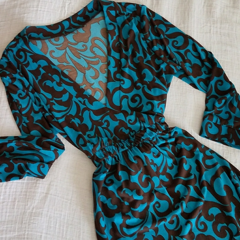 Brown and blue dress